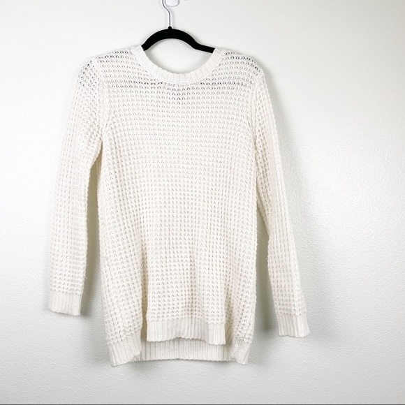 Forever 21 Chunky Open Knit‎ Long Sleeve Pullover Swester White Sz M - Picture 1 of 6